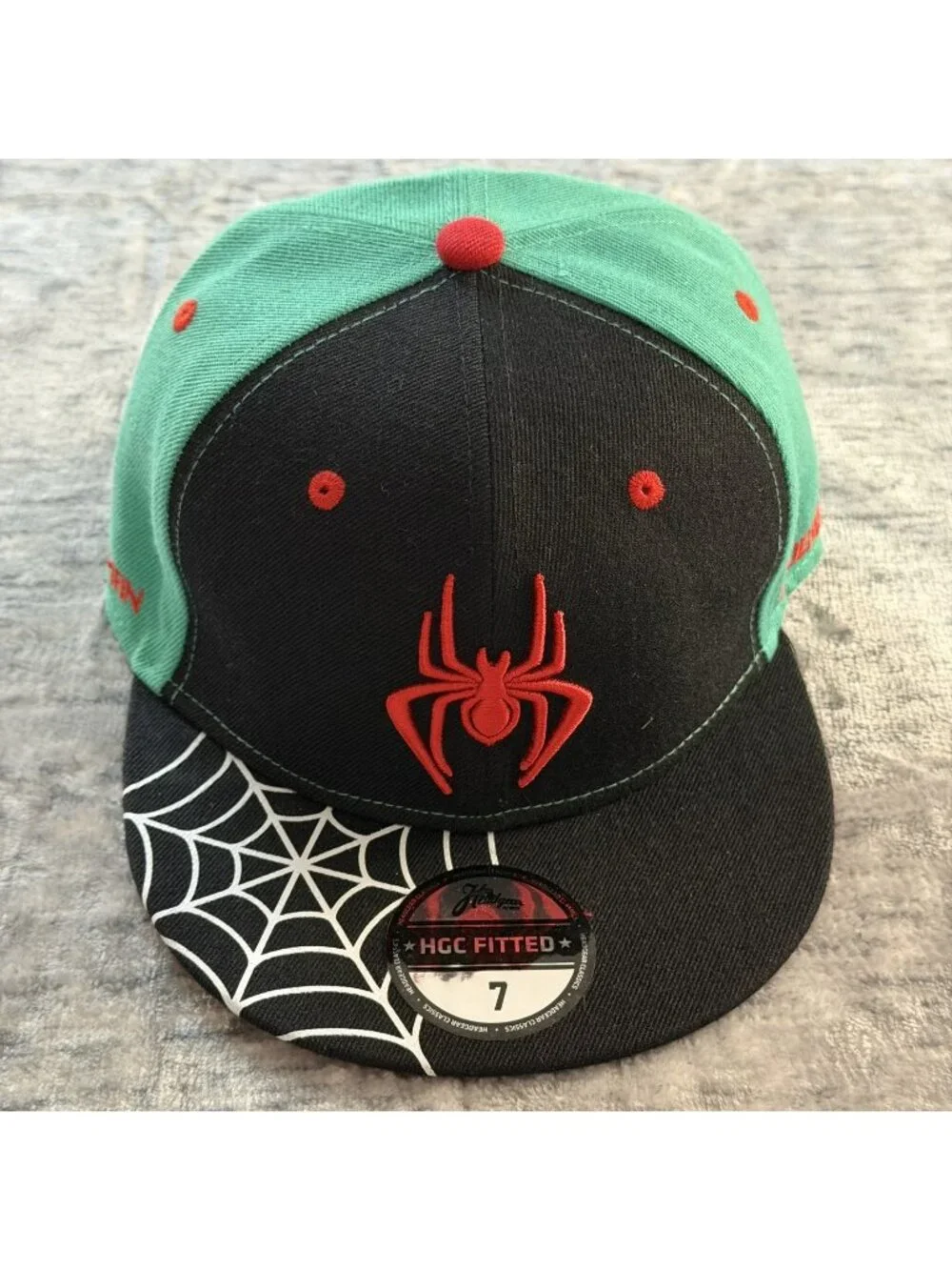 Headgear Classics Spider-Man Into The Spider-Verse Fitted Hat Size 7 Teal Black